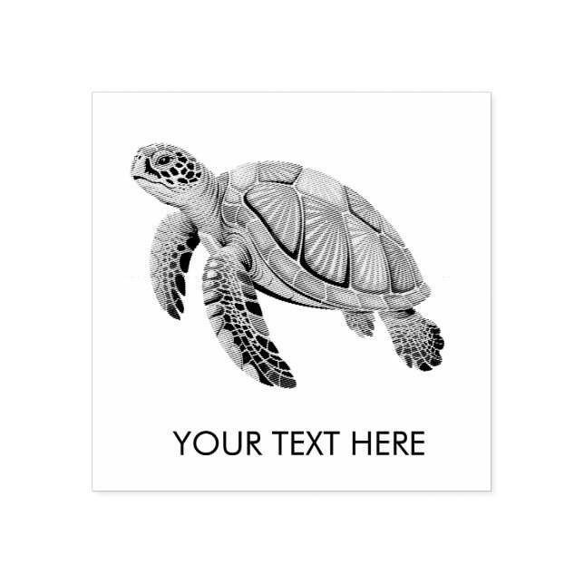 Modern Trendy Summer Sea Turtle Ocean Nautical     Gummistempel (Prägung)