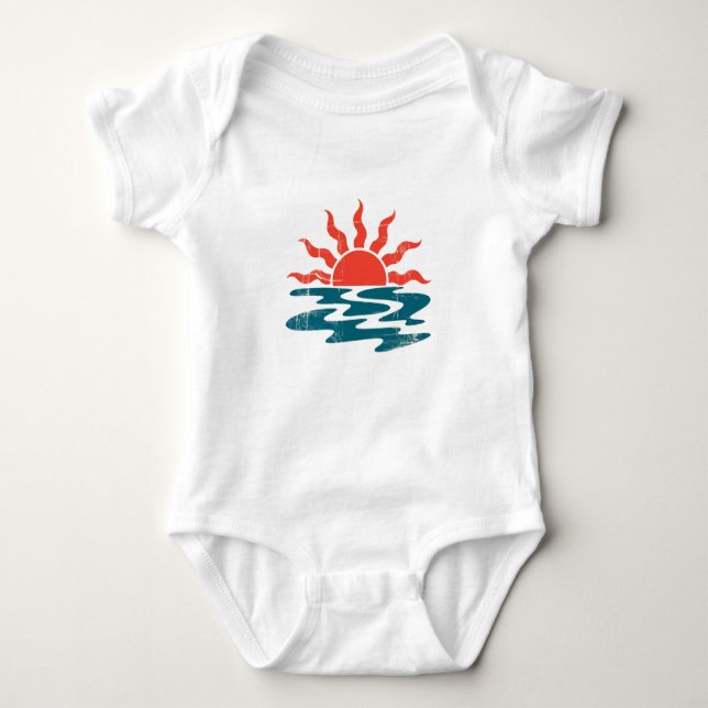 Modern Trendy Summer Tropical Beach Sunset Baby Strampler (Vorderseite)