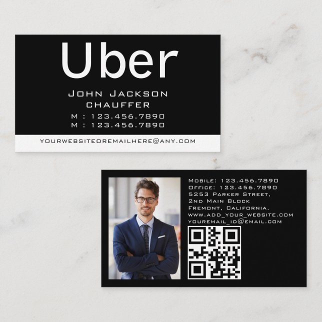 Modern & Trendy Taxi Cab Driver photo qr code Visitenkarte (Vorne/Hinten)