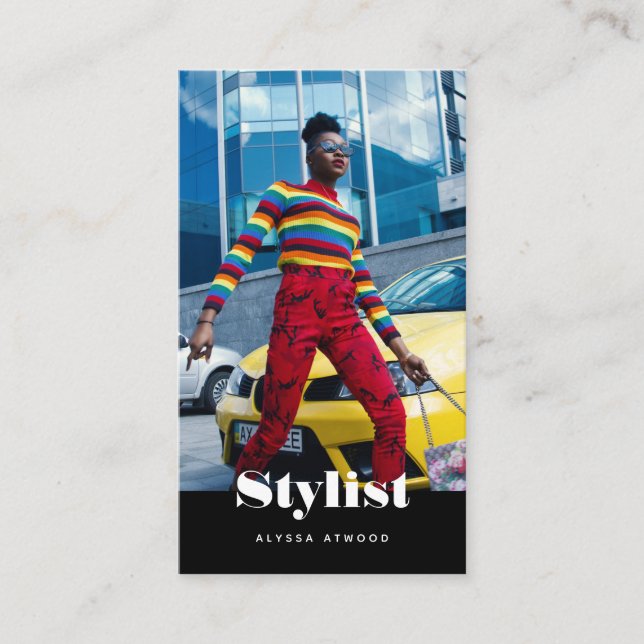 Modern Trendy Typografie Stylist Fashion Visitenkarte (Vorderseite)
