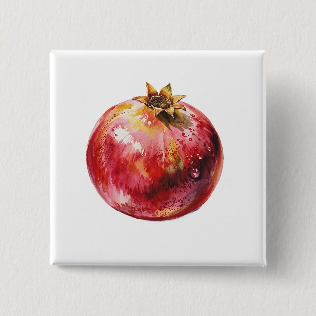 Modern Trendy Watercolor Pomegranate  Button (Vorderseite)