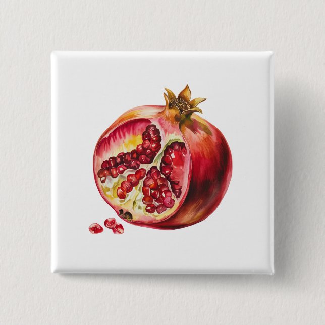 Modern Trendy Watercolor Pomegranate  Button (Vorderseite)
