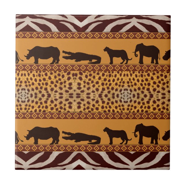 Modern Tribal African Cheetah Muster Animal Print Fliese (Vorderseite)