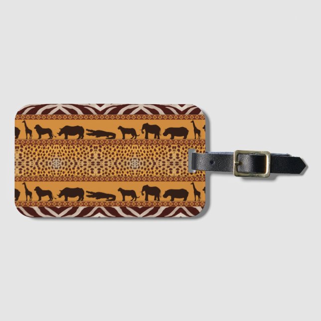 Modern Tribal African Cheetah Muster Animal Print Gepäckanhänger (Vorderseite (Horizontal))