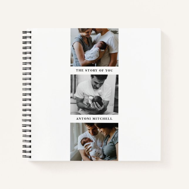 Modern Triptych 3-Foto Collage Journal - weiß Notizbuch (Vorderseite)