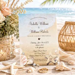 Modern Tropical Beach Starfish Wedding Einladung