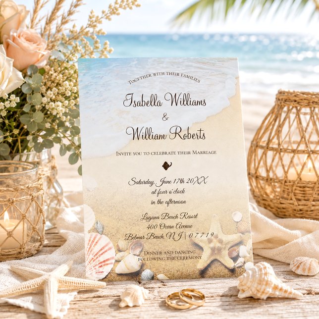 Modern Tropical Beach Starfish Wedding Einladung (Von Creator hochgeladen)