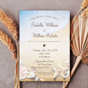 Modern Tropical Beach Starfish Wedding Einladung