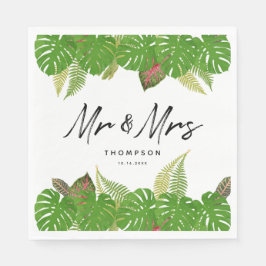 Modern Tropical Blätter Script Wedding Serviette