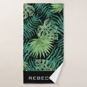 Modern Tropical Botanical Palm Blätter Strandhand Badehandtuch