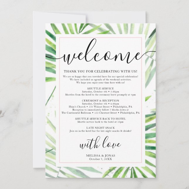 modern tropical calligraphy Invitation from the re (Devant)