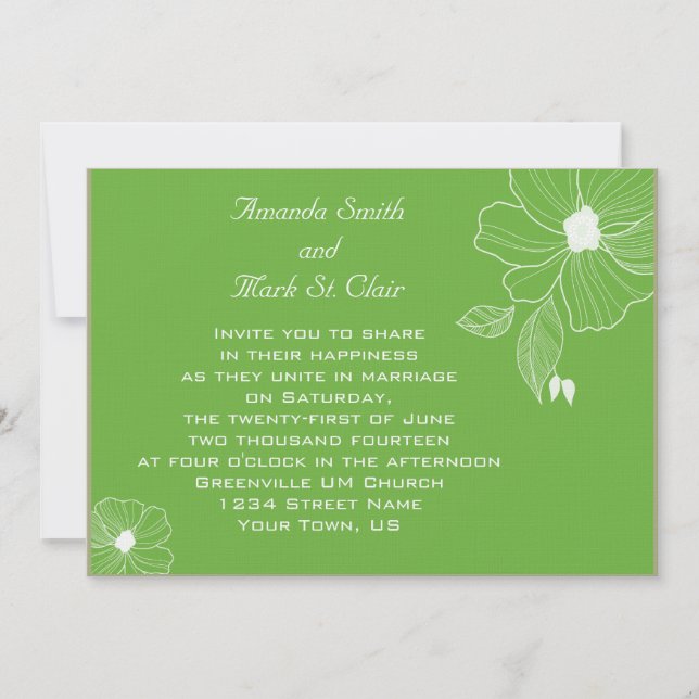 Modern Tropical Green and White Weditation Einladu Einladung (Vorderseite)