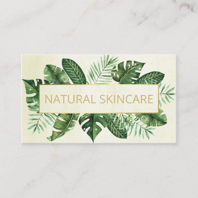 Modern Tropical on Beige Bio Wellness-Center Soap  Visitenkarte (Vorderseite)