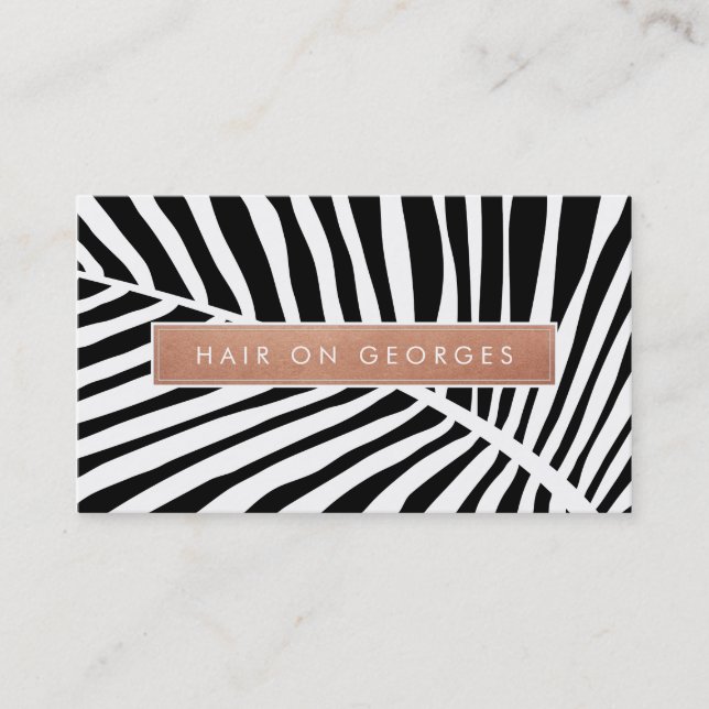 MODERN TROPICAL PALM LEAF Logo trendy Rose Gold Visitenkarte (Vorderseite)