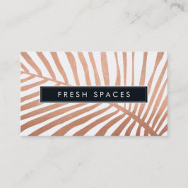 MODERN TROPICAL PALM LEAF Logo trendy Rose Gold Visitenkarte