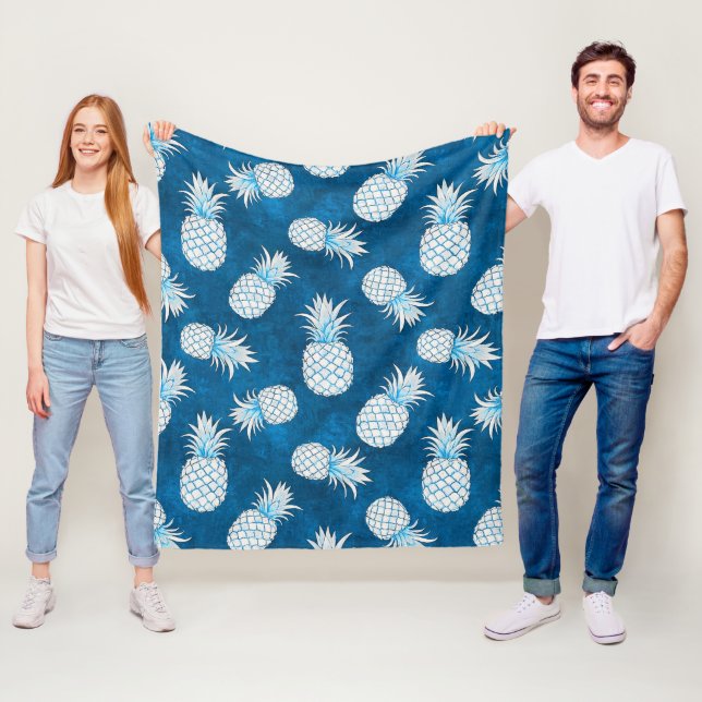 Modern Tropical Pineapple Watercolor Fleecedecke (Beispiel)