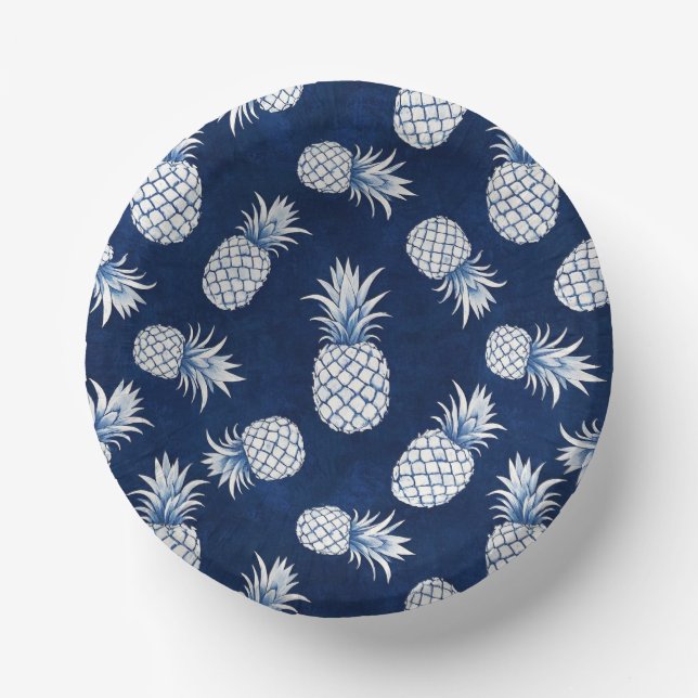 Modern Tropical Pineapple Watercolor Pappteller (Vorderseite)