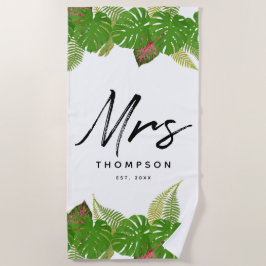 Modern Tropical Verlasst Minimalistische Skripte Strandtuch
