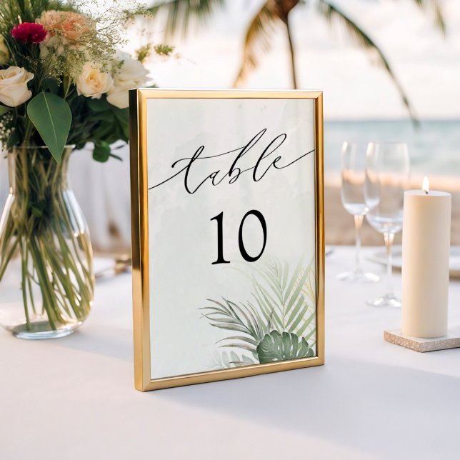 Modern Tropical Watercolor Wedding Tischnummer (Von Creator hochgeladen)