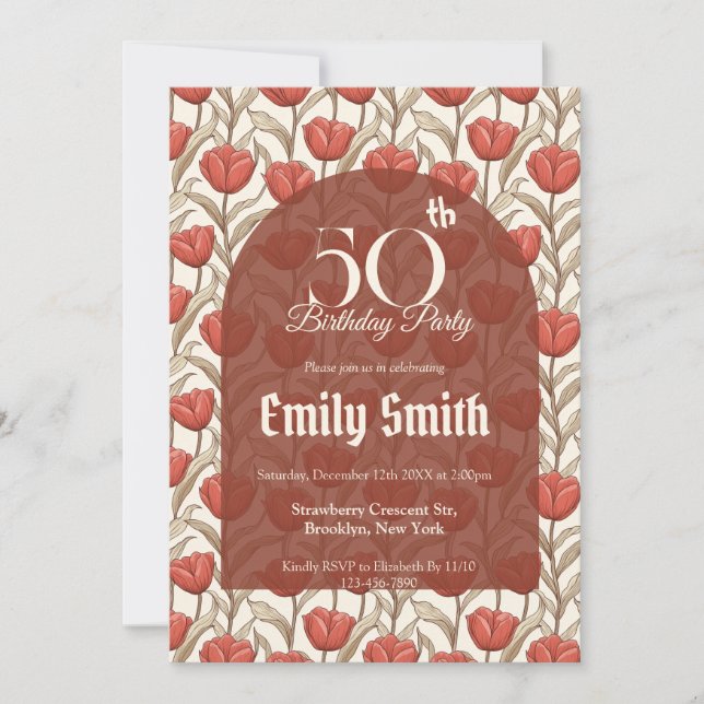 Modern Tulip Aesthetic Beach Party Einladung (Vorderseite)