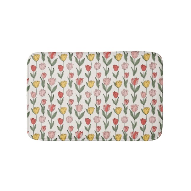Modern Tulip Floral Pattern Soft Botanical Spring Badematte (Vorderseite)