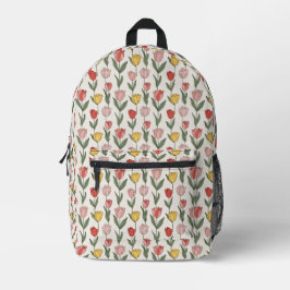 Modern Tulip Floral Pattern Soft Botanical Spring Bedruckter Rucksack