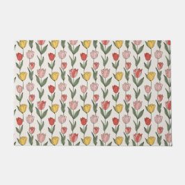 Modern Tulip Floral Pattern Soft Botanical Spring Fußmatte