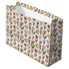 Modern Tulip Floral Pattern Soft Botanical Spring Große Geschenktüte