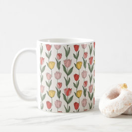 Modern Tulip Floral Pattern Soft Botanical Spring Kaffeetasse