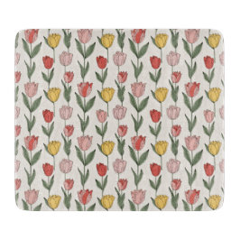 Modern Tulip Floral Pattern Soft Botanical Spring Schneidebrett