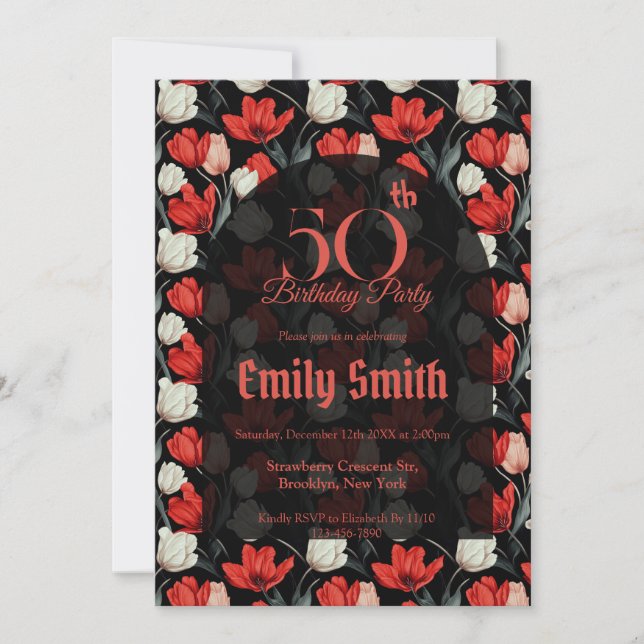 Modern Tulip Luxury Birthday Celebration Einladung (Vorderseite)