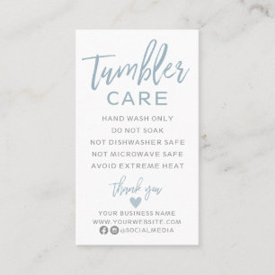 Modern Tumbler Care Instructions Business Card Visitenkarte