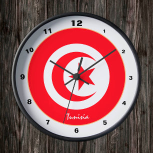 Modern Tunesien Flag, Tunesien trendige Zuhause / Runde Wanduhr