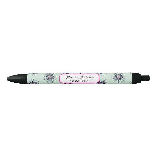 Modern turquoise Pink Floral Mandala Doodles  Kugelschreiber (Vorderseite)