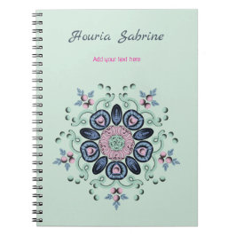 Modern turquoise Pink Floral Mandala Doodles  Notizblock