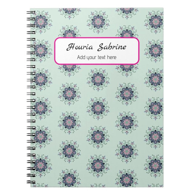 Modern turquoise Pink Floral Mandala Doodles  Notizblock (Vorderseite)