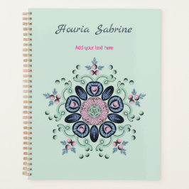 Modern turquoise Pink Floral Mandala Doodles  Planer