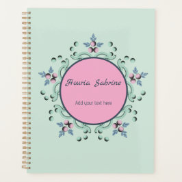 Modern turquoise Pink Floral Mandala Doodles  Planer