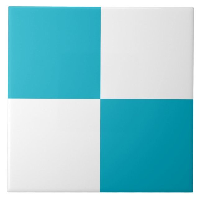 Modern Turquoise White Checkered Ceramic Tile Fliese (Vorderseite)