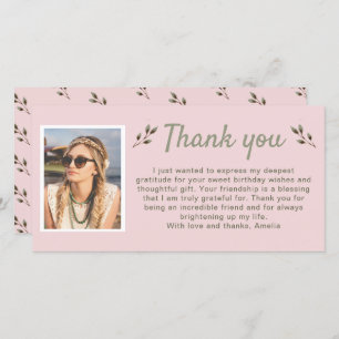 Modern Twigs Foto Geburtstag Dankeskarte