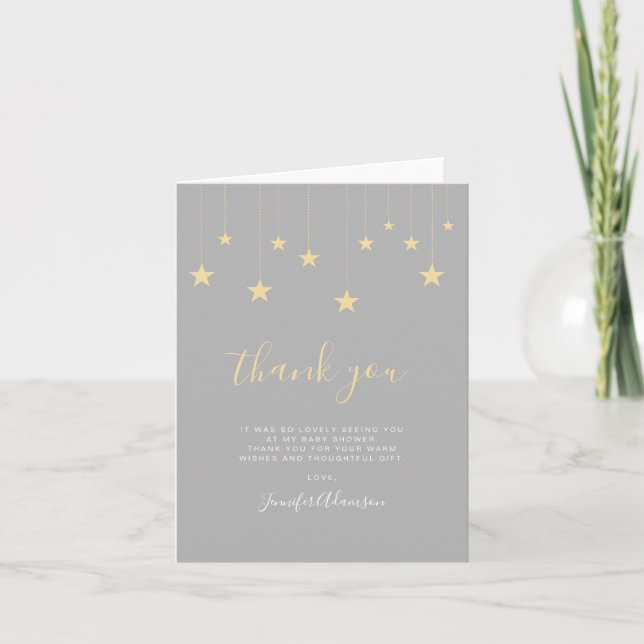 Modern Twinkle Little Star Baby Dusche Vielen Dank Dankeskarte (Vorderseite)