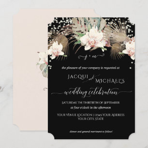 Modern Twinkle White Orchid Floral BOHO Tropical Einladung