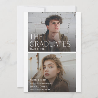 Modern Two Graduates Double Graduation Ankündigung