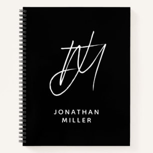 Modern Two Initial Script Monogram Personalisiert Notizbuch