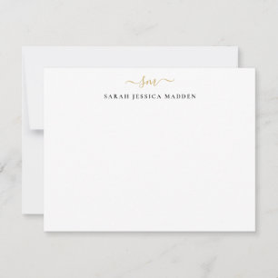 Modern Two Monogram, Initial Girly Script Gold Mitteilungskarte