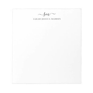Modern Two Monogram Initial Girly Script Swash Notizblock