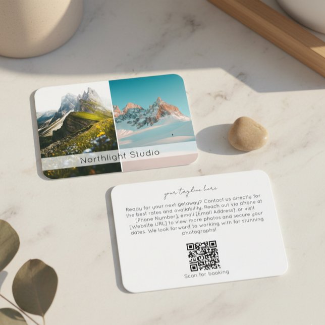 Modern Two Photo Photography QR Code Camera Visitenkarte (Von Creator hochgeladen)