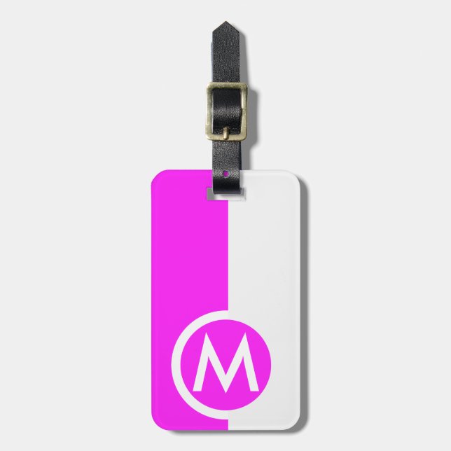 Modern Two Tone Pink Mit Monogramm Gepäckanhänger (Vorderseite vertikal)
