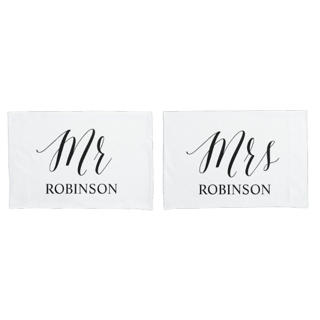 Modern Typografie Mr. Couple Wedding Seine Hers Kissenbezug (Vorderseite-Set)