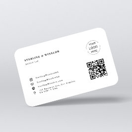 Modern Typografie QR Code Social Media Logo White Visitenkarte